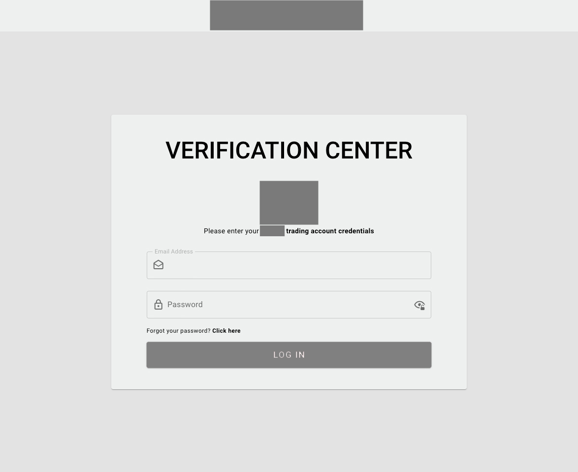 Verification Center Portal Authentication Screen